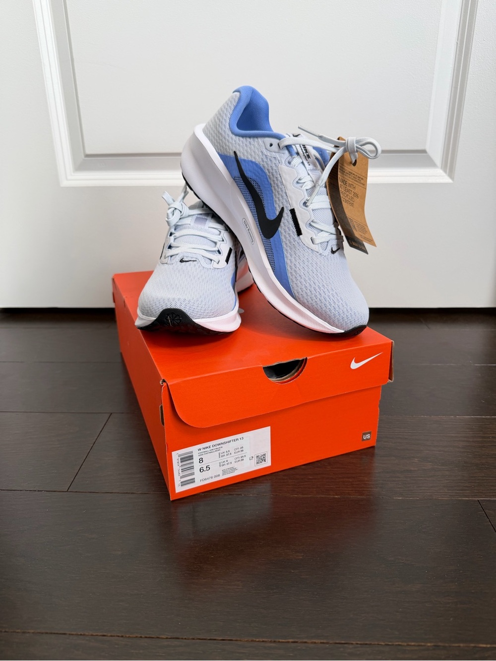 Nike Women’s Downshifter 13 Light Gray & Blue Running Shoes
